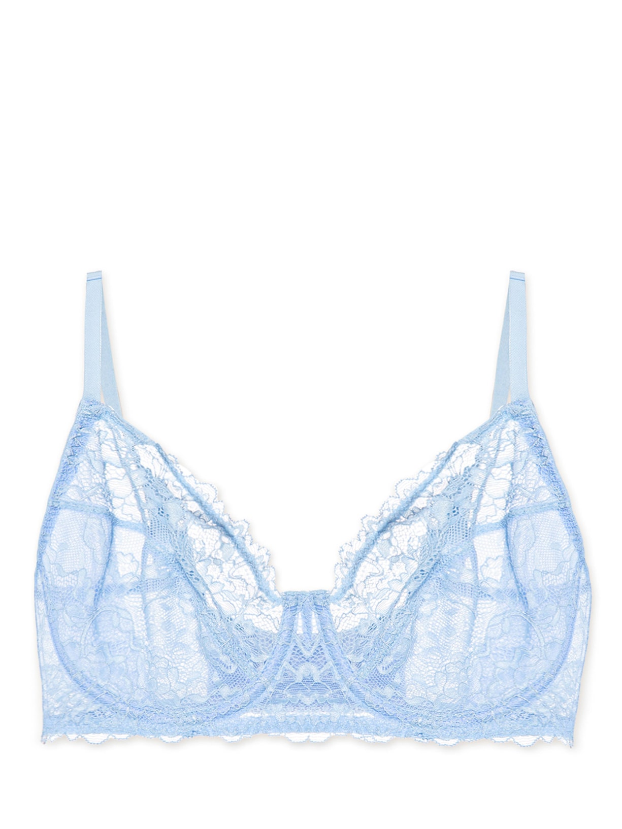 Sutiã Meia-Taça Sem Bojo Com Aro Em Renda - Azul
