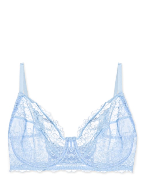Sutiã Meia-Taça Sem Bojo Com Aro Em Renda - Azul