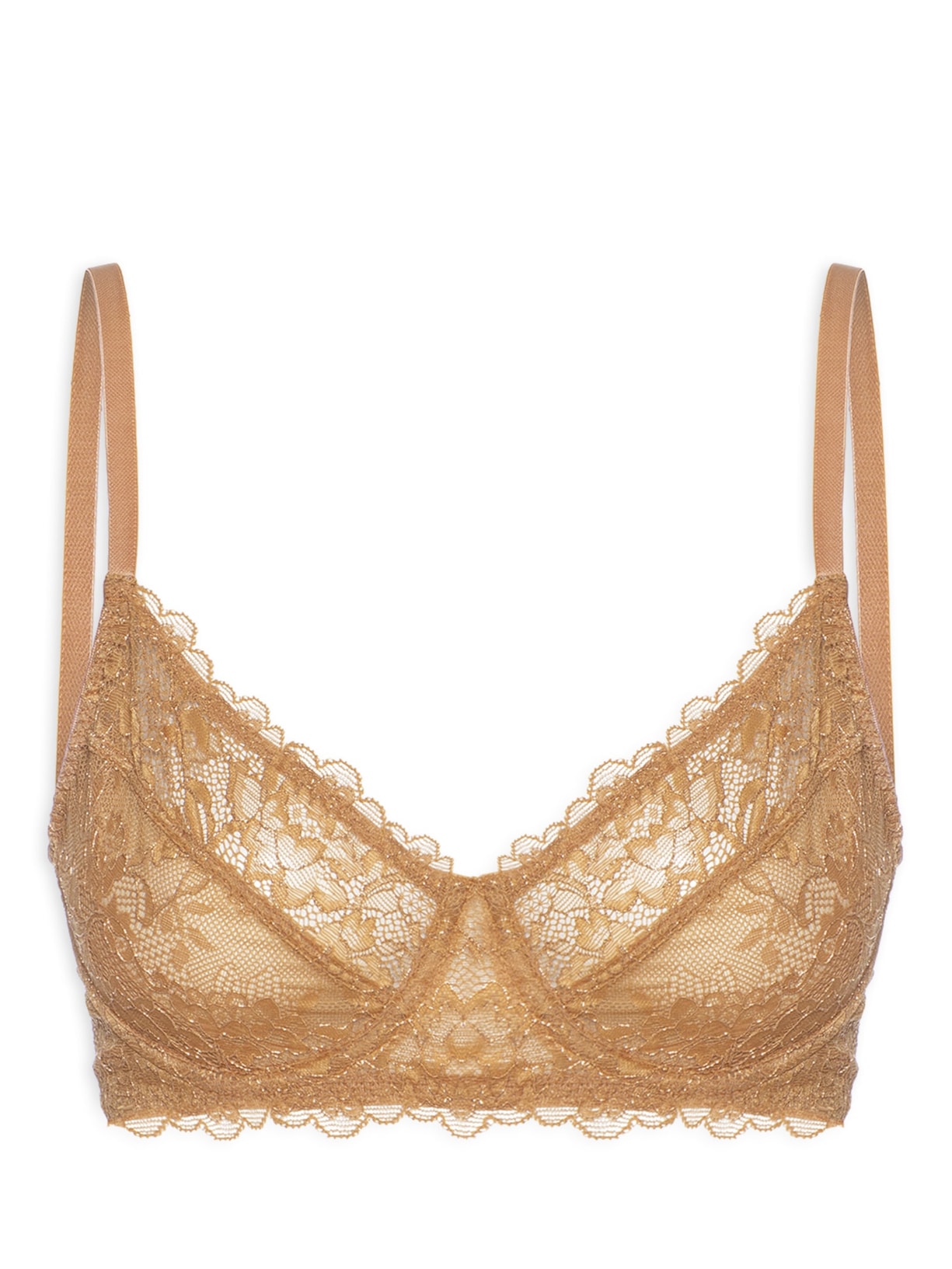 Sutiã Meia-Taça Sem Bojo Com Aro Em Renda - Dourado