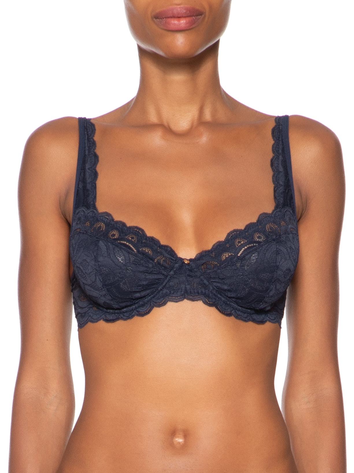 Sutiâ Meia-Taça Sem Bojo E Com Aro Sem Renda Na Sua Medida Taça B  Azul Hope