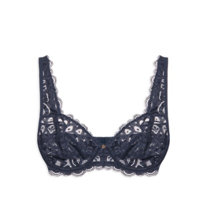 Sutiâ Meia-Taça Sem Bojo E Com Aro Sem Renda Na Sua Medida - Taça B  - Azul