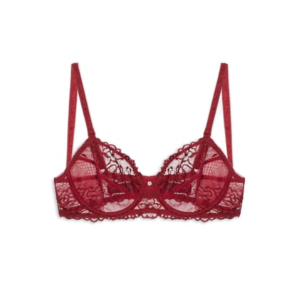 Sutiã Meia-Taça Sem Bojo Em Renda Na Sua Medida - Taça B - Vermelho