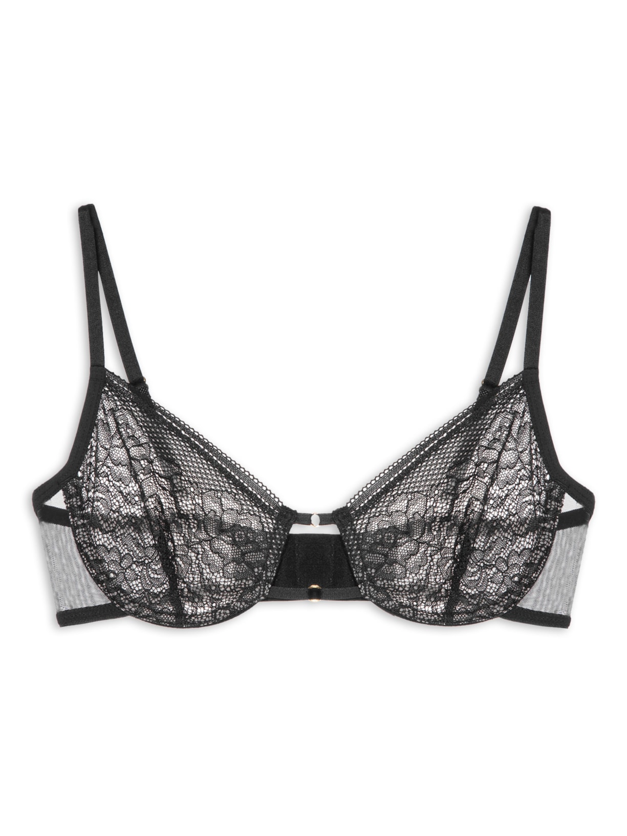 Sutiã Meia-Taça Sem Bojo Em Renda - Preto