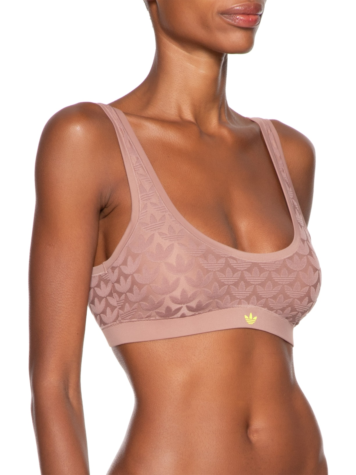 Sutiã Microterrot Monogram Comfort Scoop Bra Bege Adidas Originals Underwear