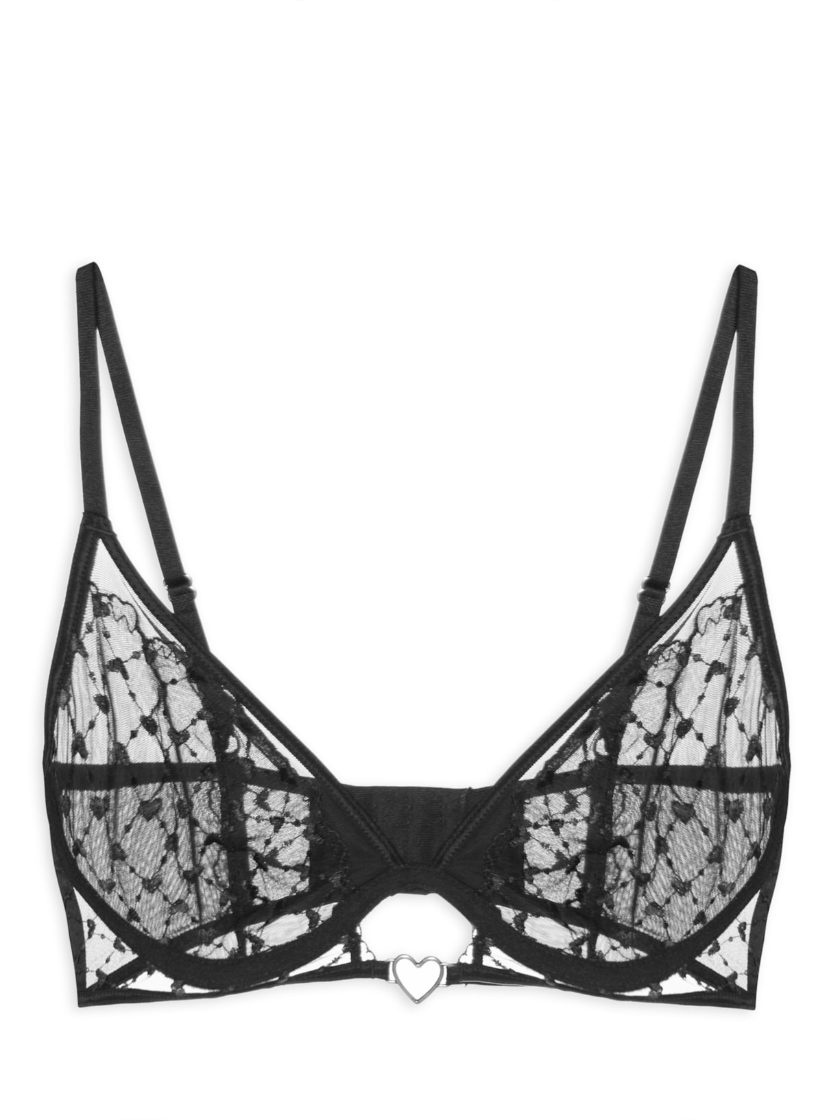 Sutiã Mini Corselet Em Tule Bordado - Preto