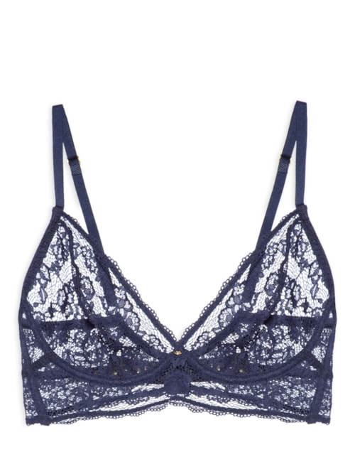 Sutiã Mini Corselet Triângulo Em Renda - Azul