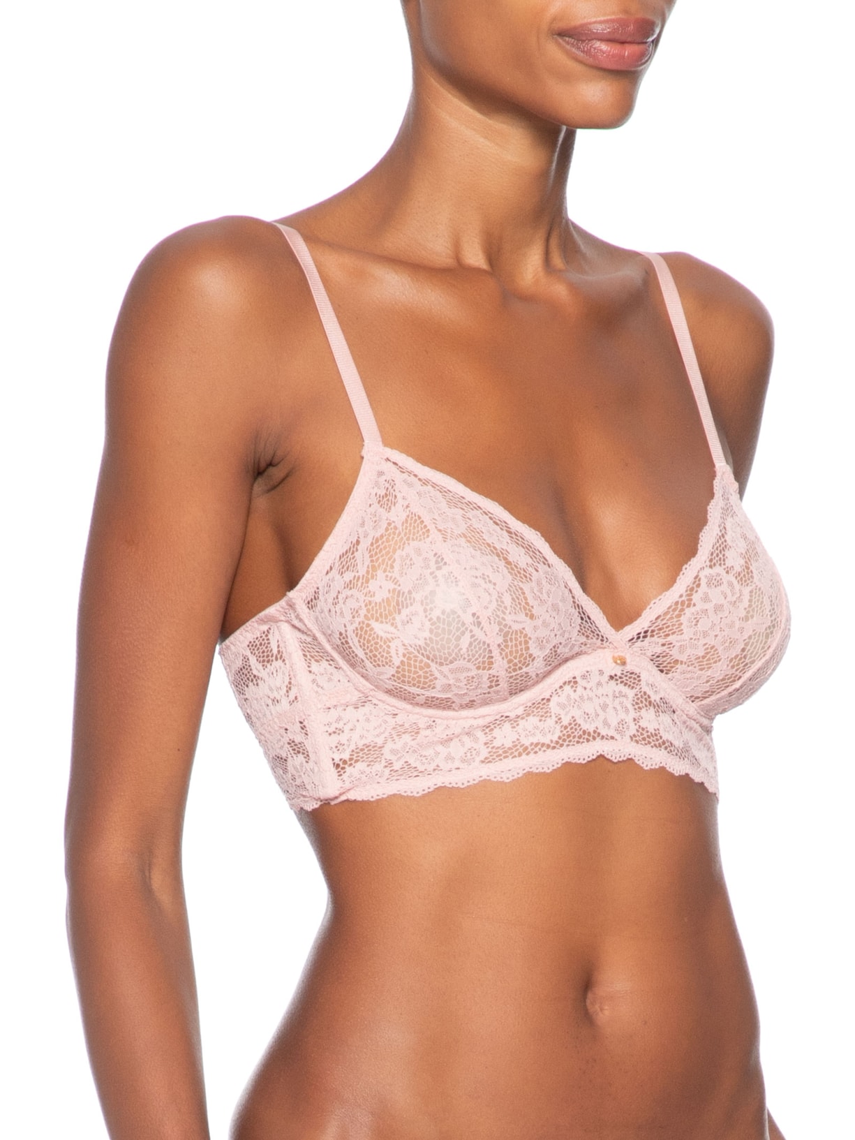 Sutiã Mini Corselet Triângulo Em Renda Rosa Hope