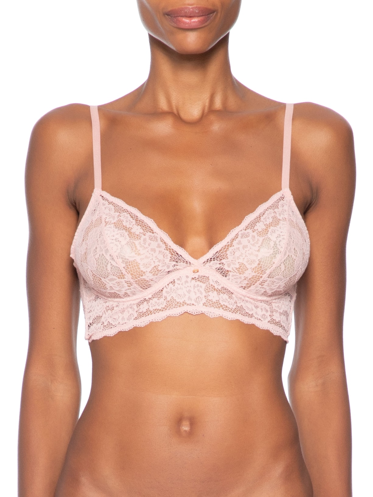 Sutiã Mini Corselet Triângulo Em Renda Rosa Hope