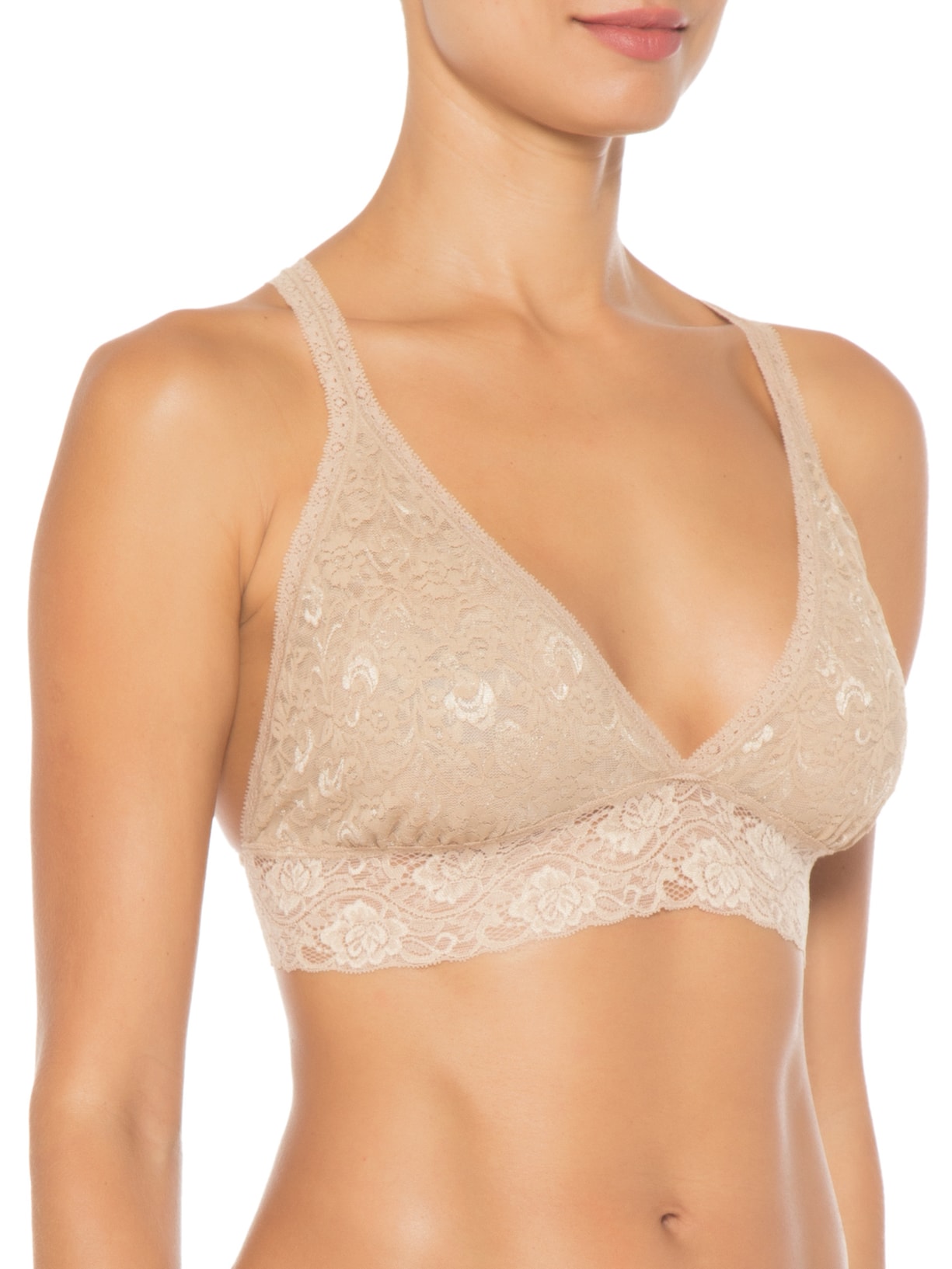 Sutiã Nadador Com Casulo Renda Lace Color Bege Jogê
