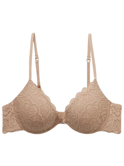 Sutiã Push-Up Bellissima Em Renda - Bege