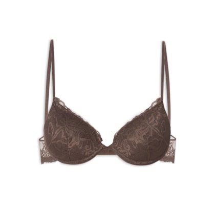 Sutiã Push Up Renda Expresso Glow - Marrom