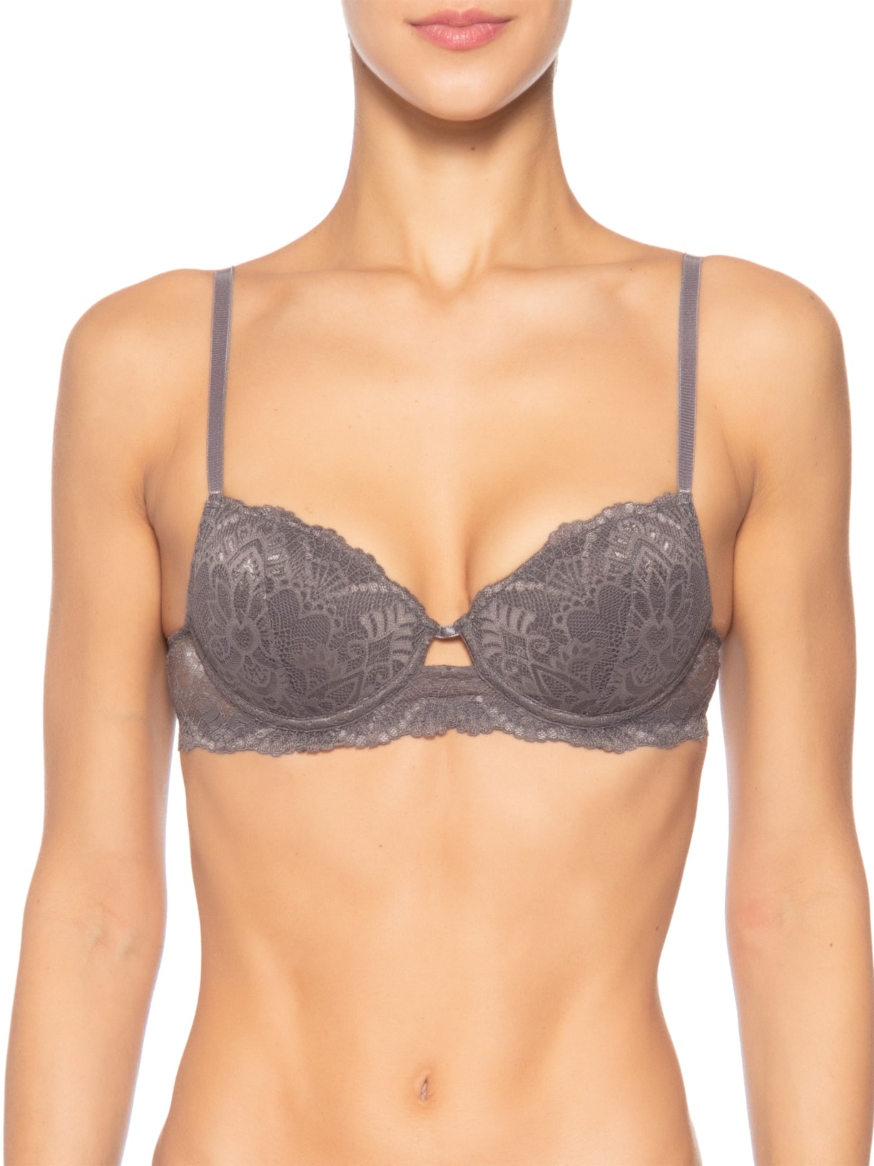 Sutiã Push Up Renda Felipa Cinza Jogê