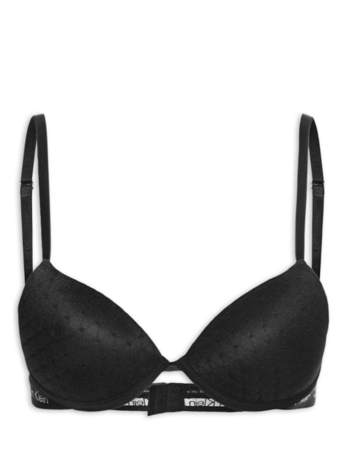 Sutiã Push Up Tule Geométrico - Preto