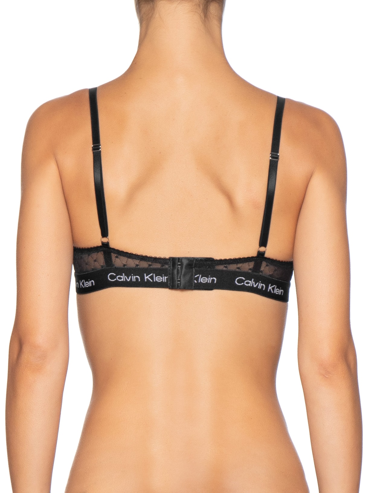 Sutiã Push Up Tule Geométrico Preto Calvin Klein Underwear