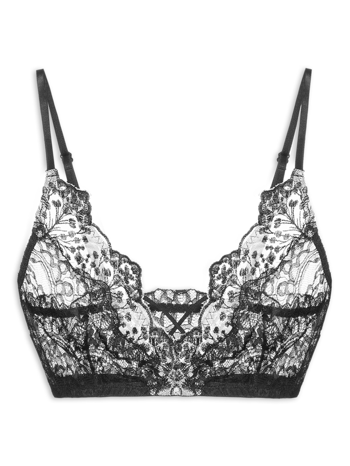 Sutiã Sem Bojo Renda Madona Preto Jogê