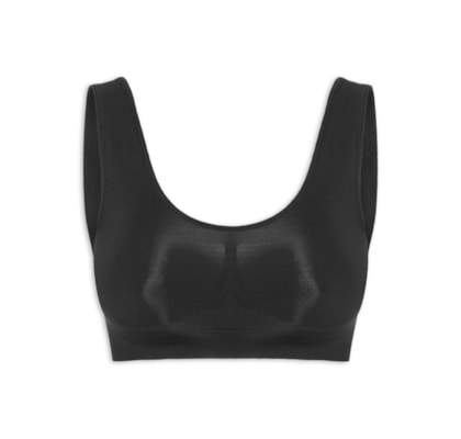 Sutiã Top Alças Largas Com Bojo Removível Em Microfibra Light - Preto