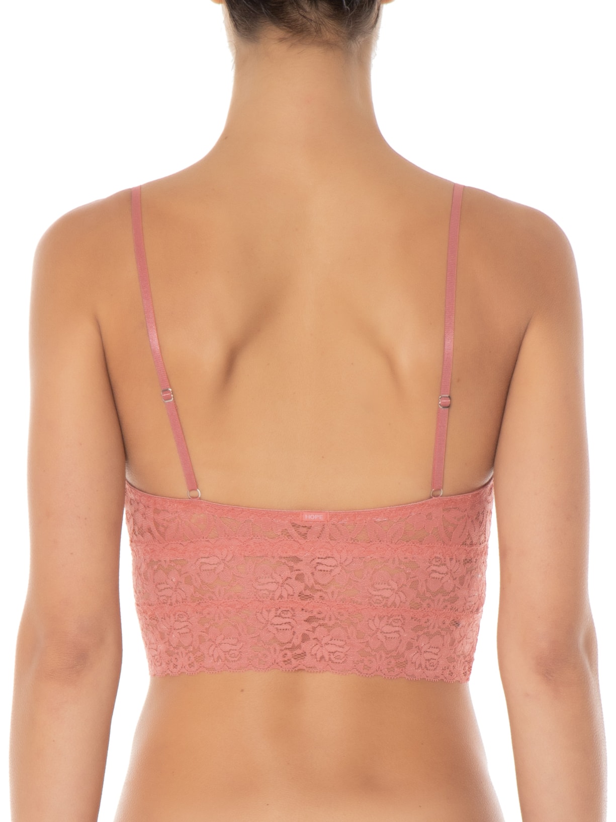 Sutiã Top Alongado Com Bojo Removível em Renda Rosa Hope