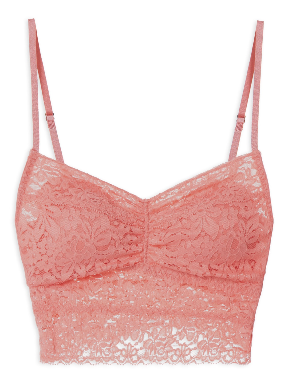 Sutiã Top Alongado Com Bojo Removível em Renda Rosa Hope