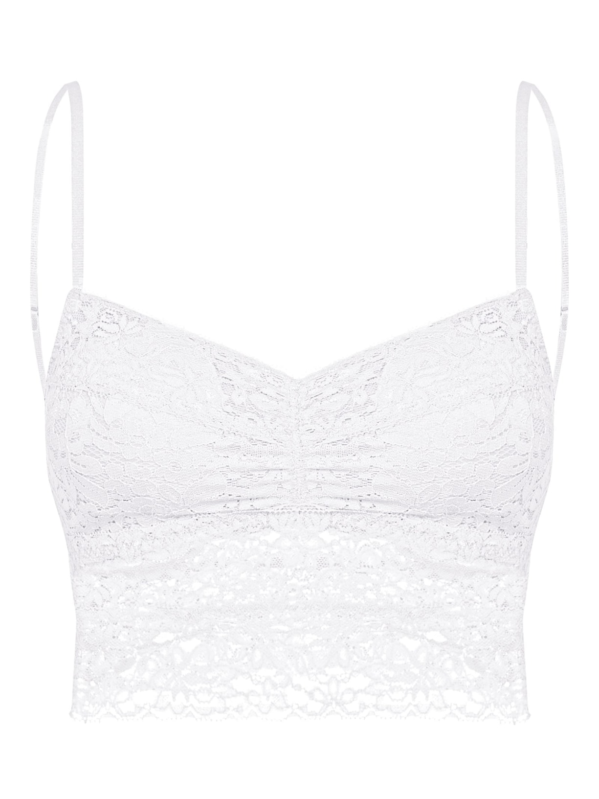 Sutiã Top Alongado De Renda - Branco