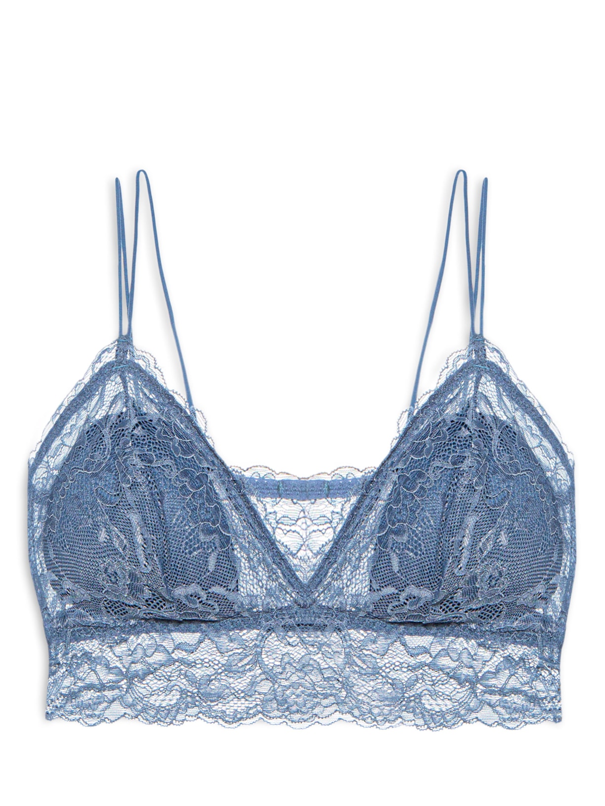 Sutiã Top Em Renda Com Bojo Removível - Azul