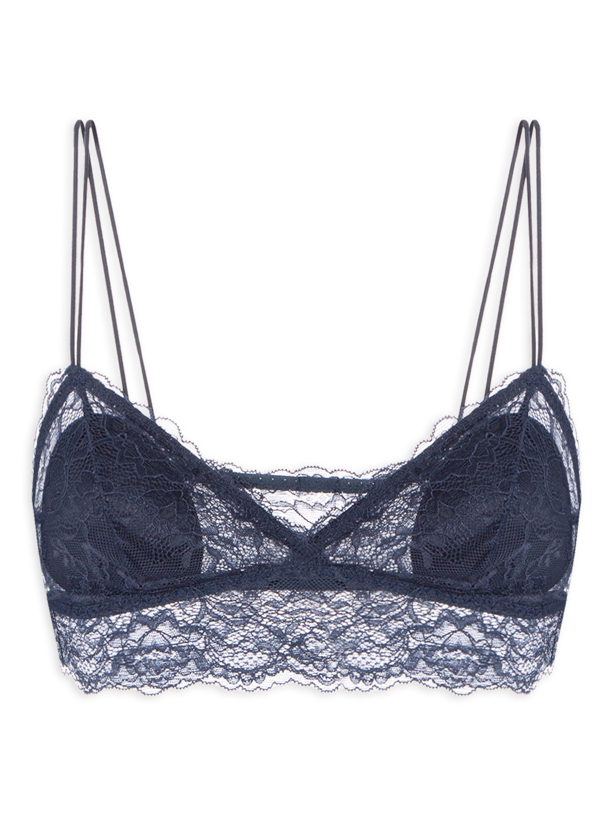 Sutiã Top em Renda com Bojo Removível - Azul