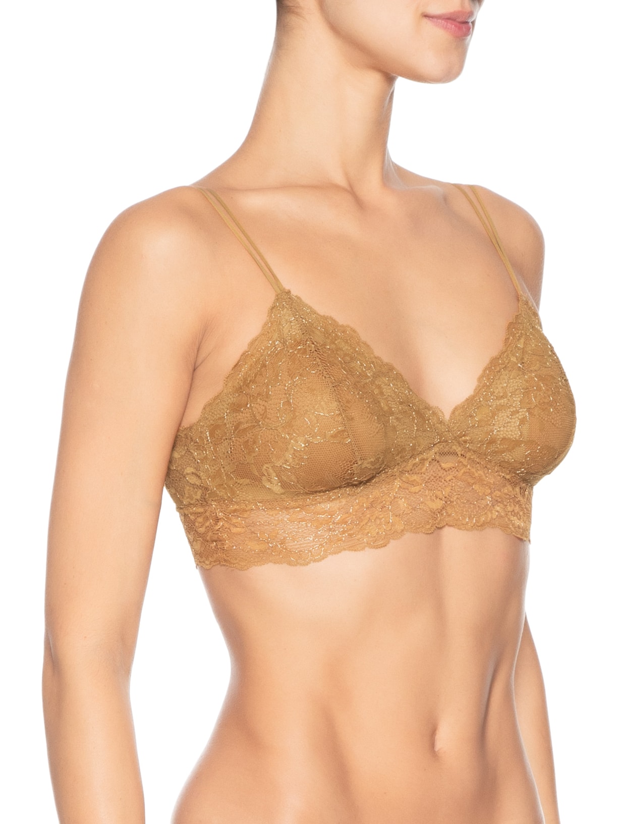 Sutiã Top Em Renda Com Bojo Removível Dourado Hope