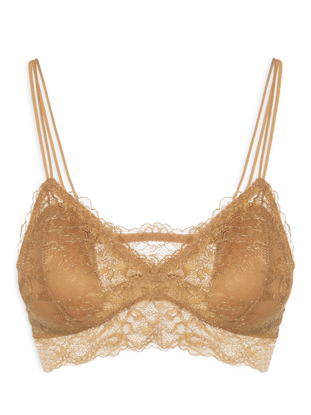 Sutiã Top Em Renda Com Bojo Removível Dourado Hope