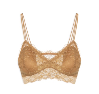 Sutiã Top Em Renda Com Bojo Removível - Dourado
