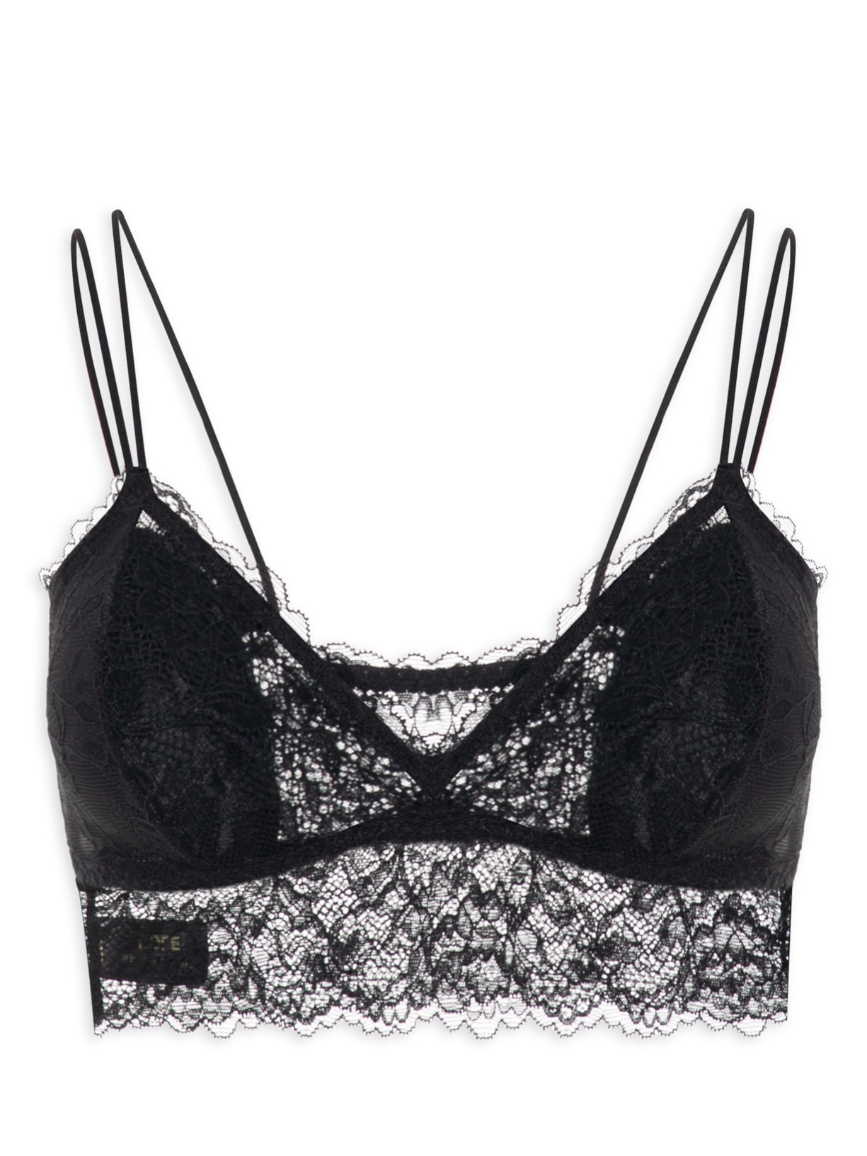 Sutiã Top Em Renda Com Bojo Removível - Preto