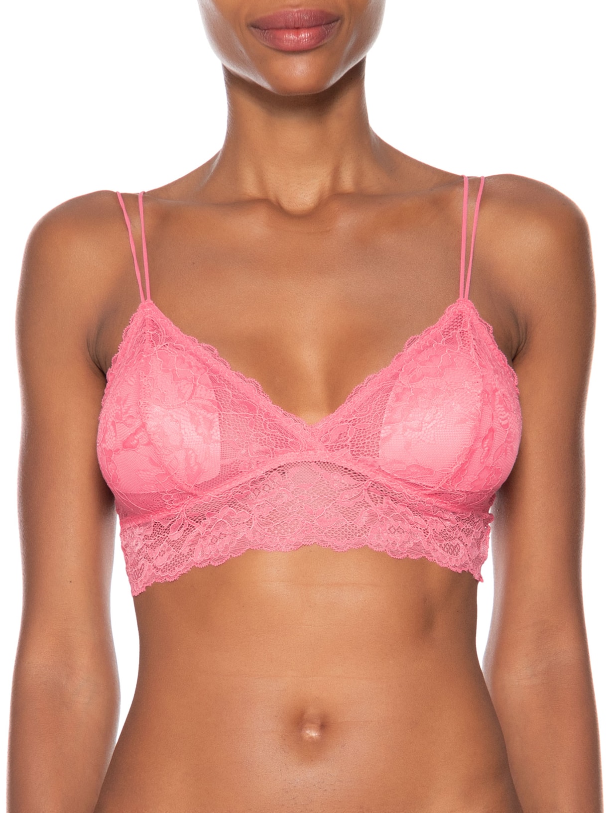 Sutiã Top Em Renda Com Bojo Removível Rosa Hope