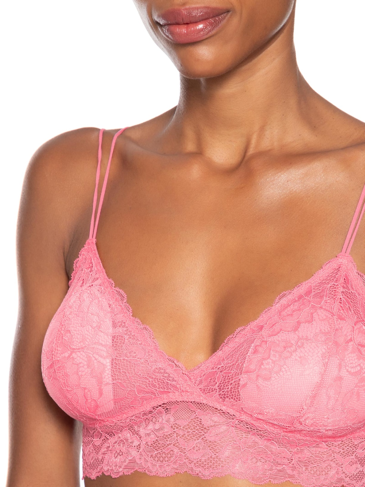 Sutiã Top Em Renda Com Bojo Removível Rosa Hope