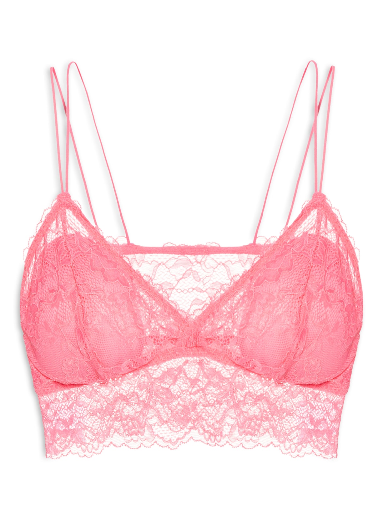 Sutiã Top Em Renda Com Bojo Removível - Rosa