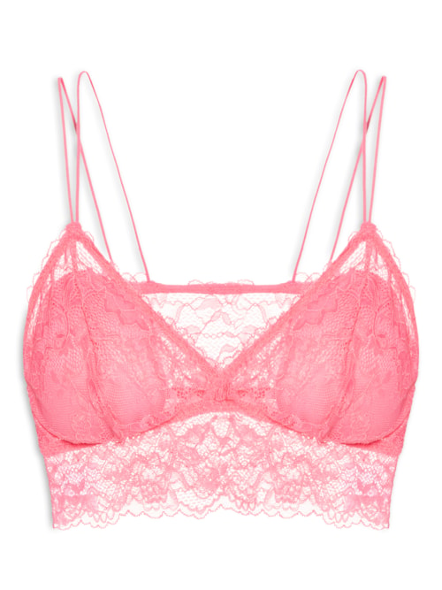 Sutiã Top Em Renda Com Bojo Removível - Rosa