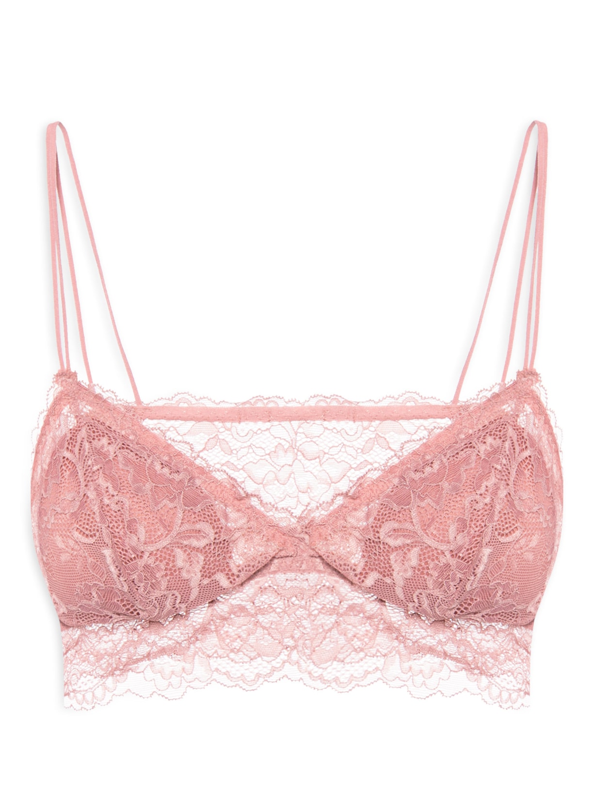 Sutiã Top Em Renda Com Bojo Removível - Rosa