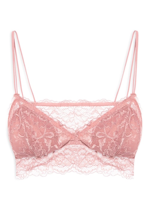 Sutiã Top Em Renda Com Bojo Removível - Rosa