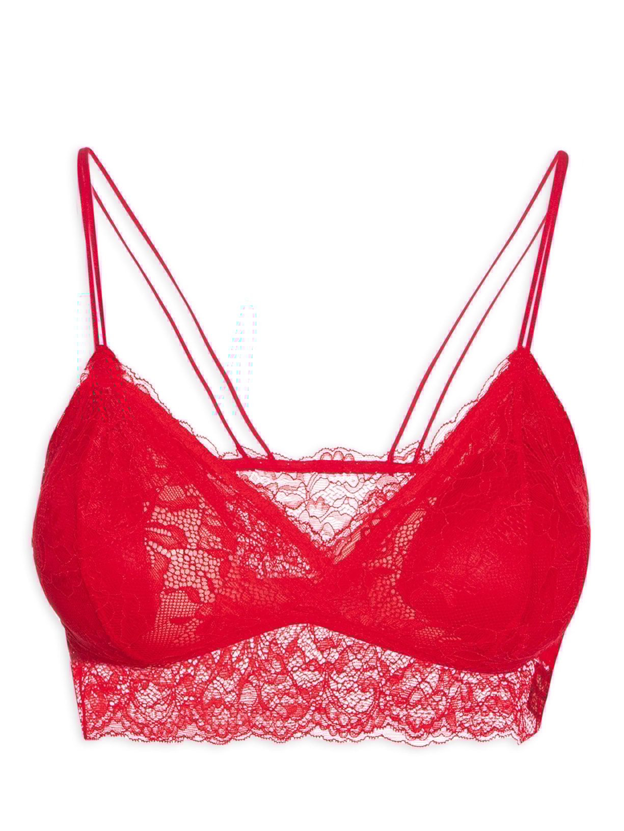 Sutiã Top Em Renda Com Bojo Removível - Vermelho