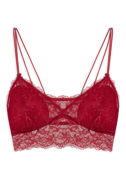 Sutiã Top Em Renda Com Bojo Removível - Vermelho