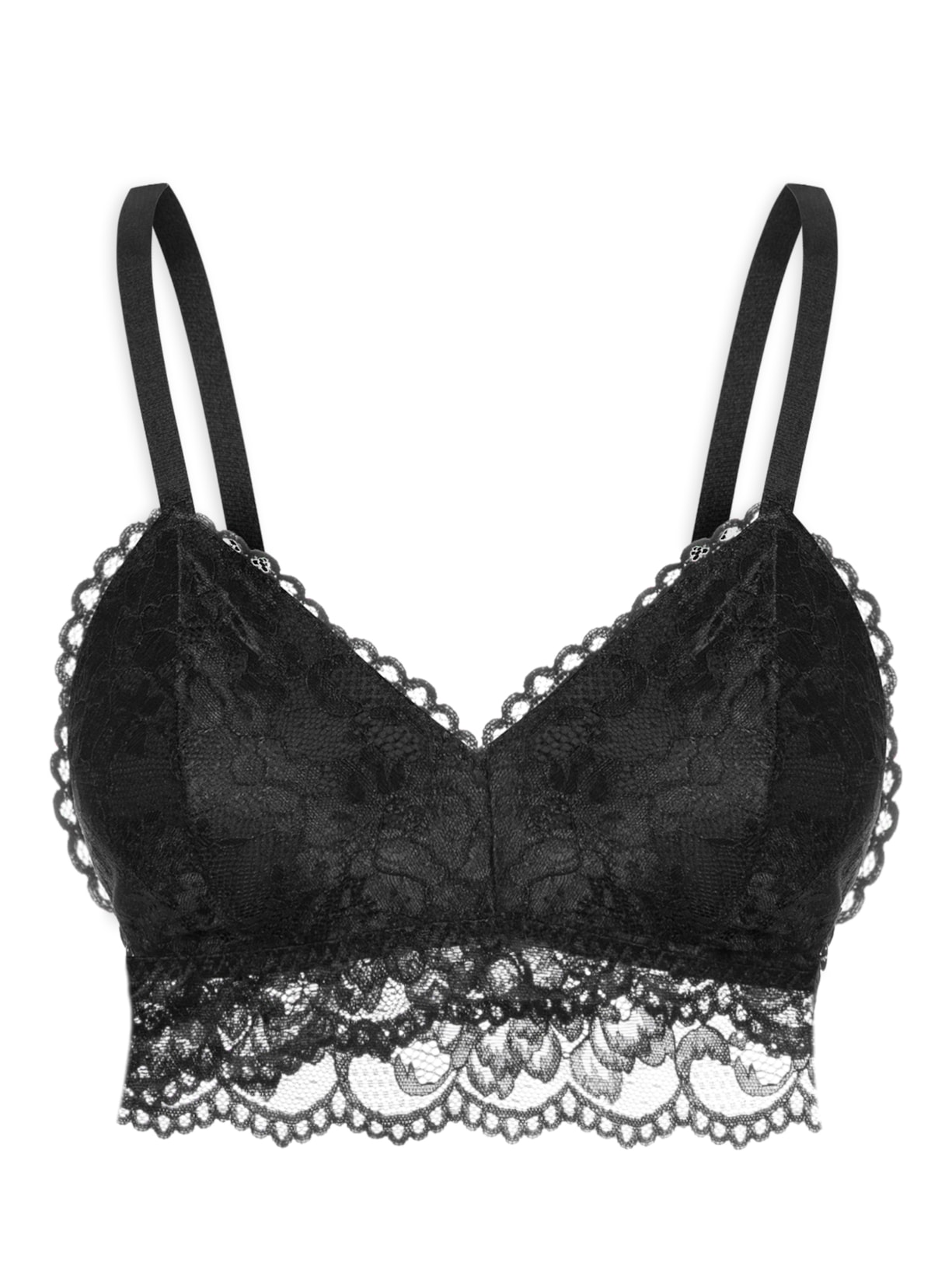 Sutiã Top Trângulo Sem Bojo E Sem Aro Em Renda - Preto