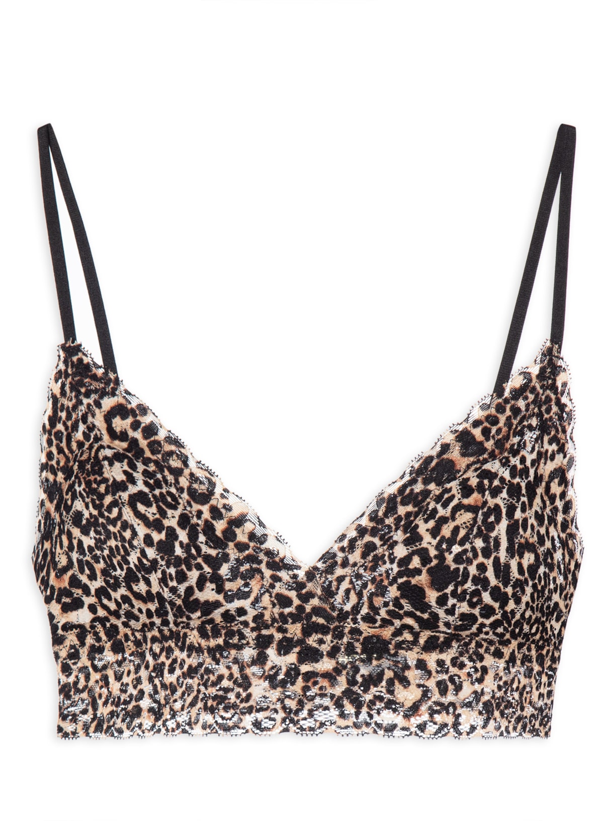 Sutiã Top Triângulo Com Bojo Removível Em Renda Animal Print  Hope