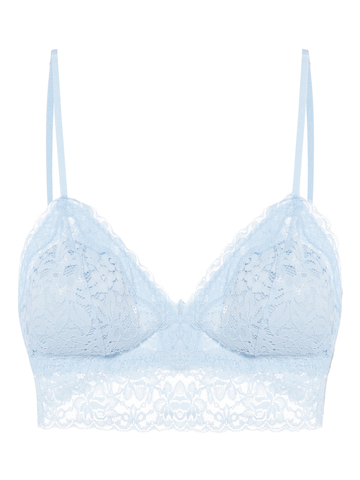 Sutiã Top Triângulo Com Bojo Removível Em Renda - Azul