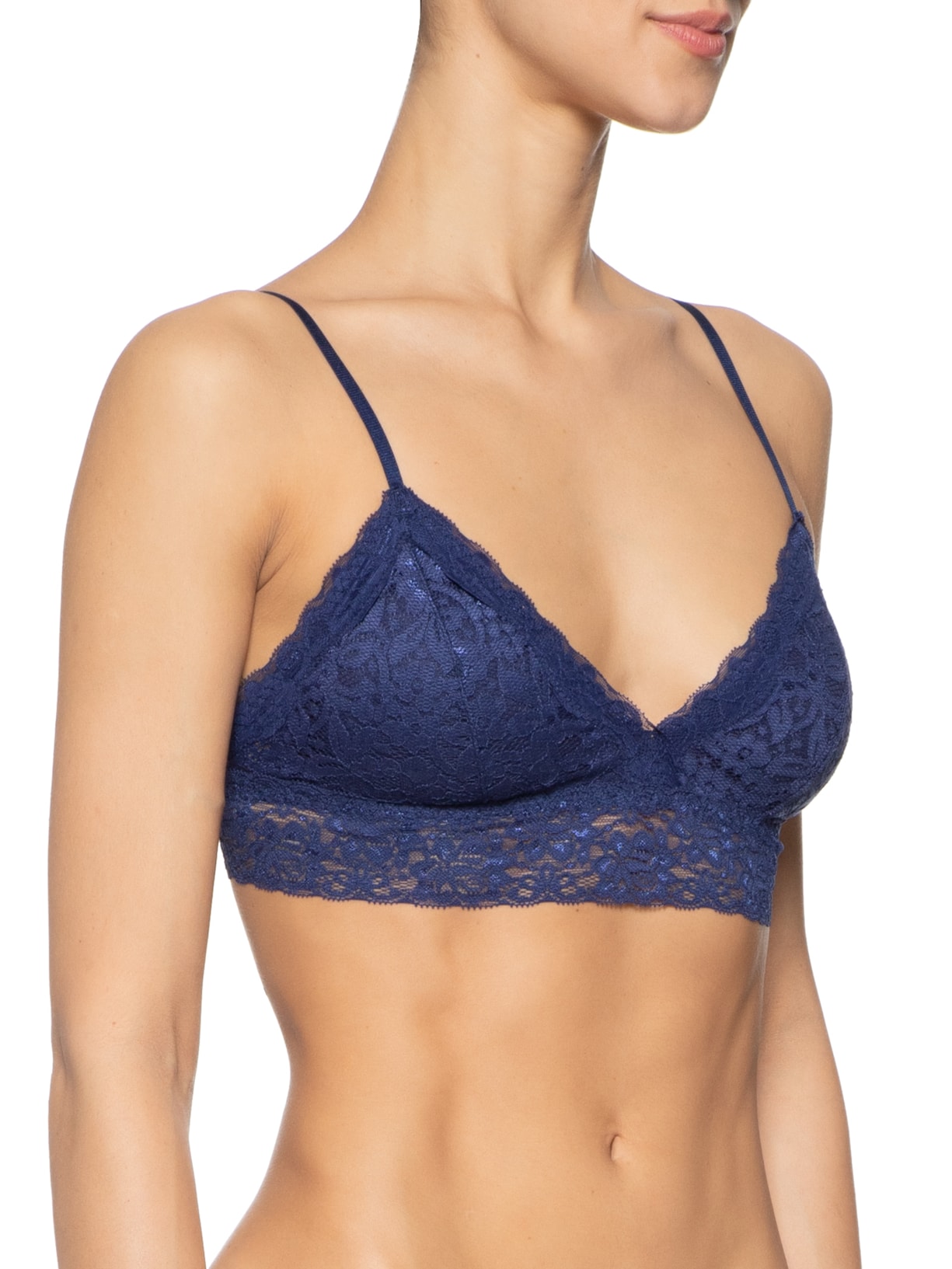 Sutiã Top Triângulo Com Bojo Removível Em Renda Azul Hope