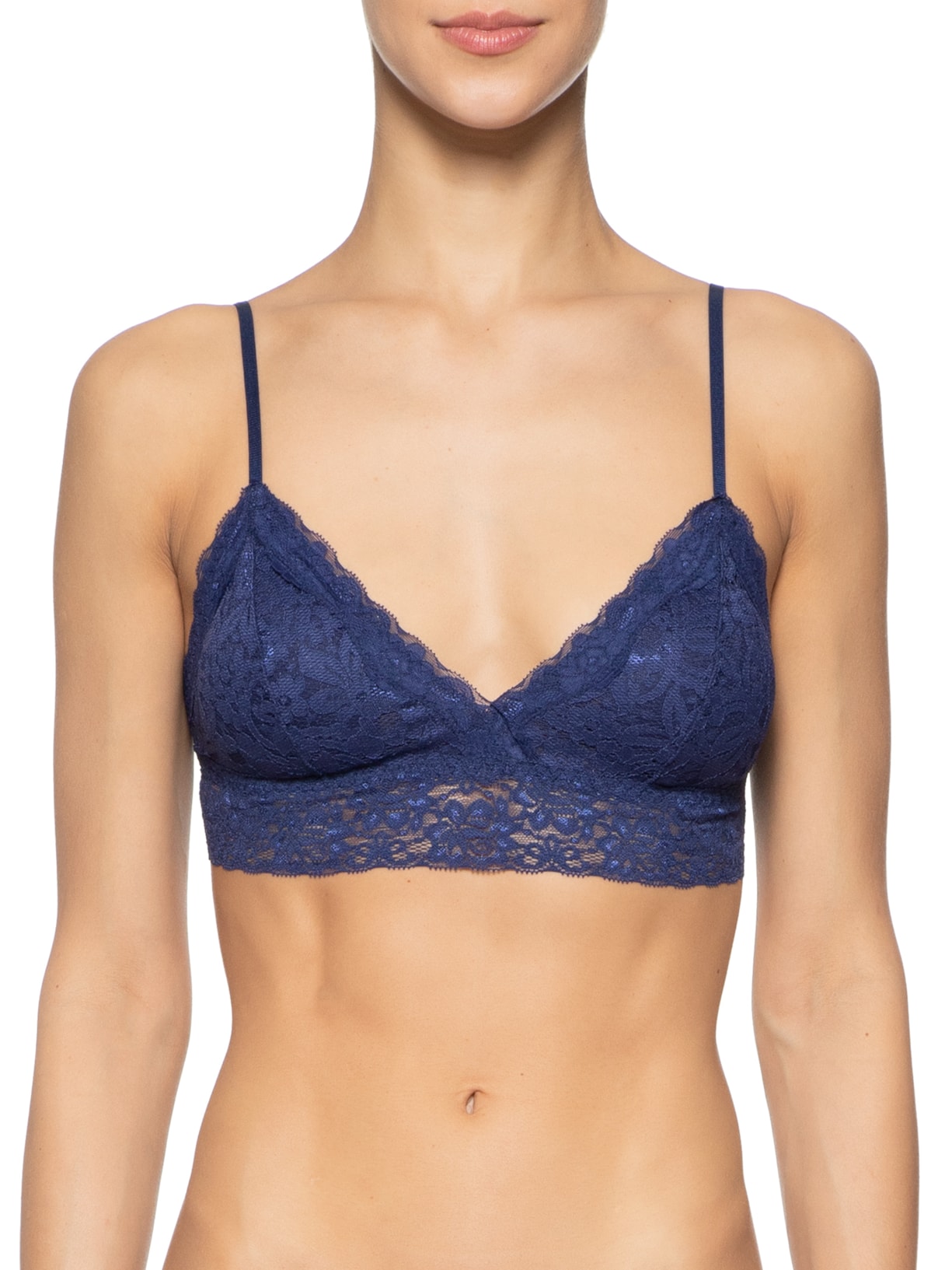 Sutiã Top Triângulo Com Bojo Removível Em Renda Azul Hope