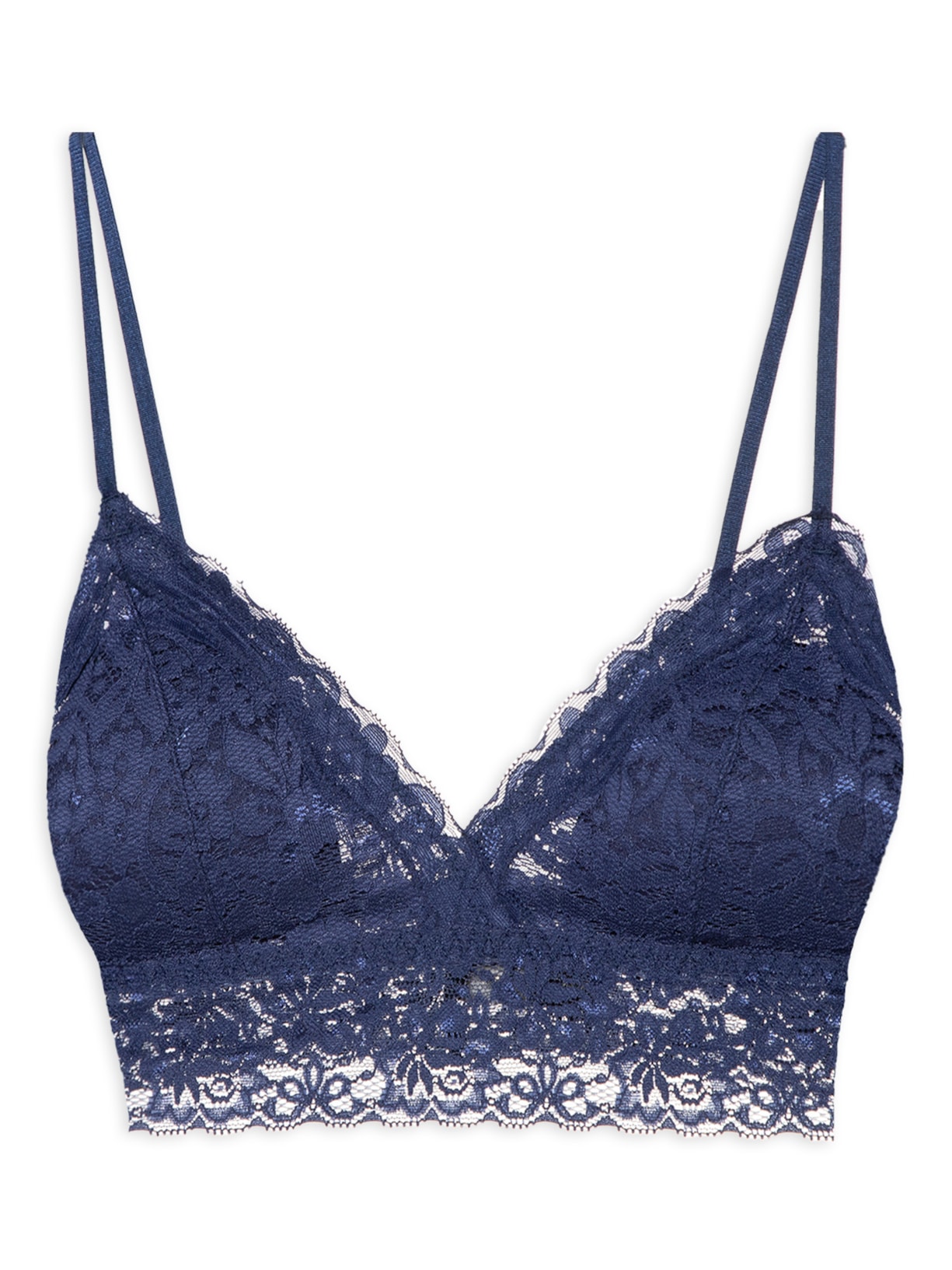 Sutiã Top Triângulo Com Bojo Removível Em Renda Azul Hope