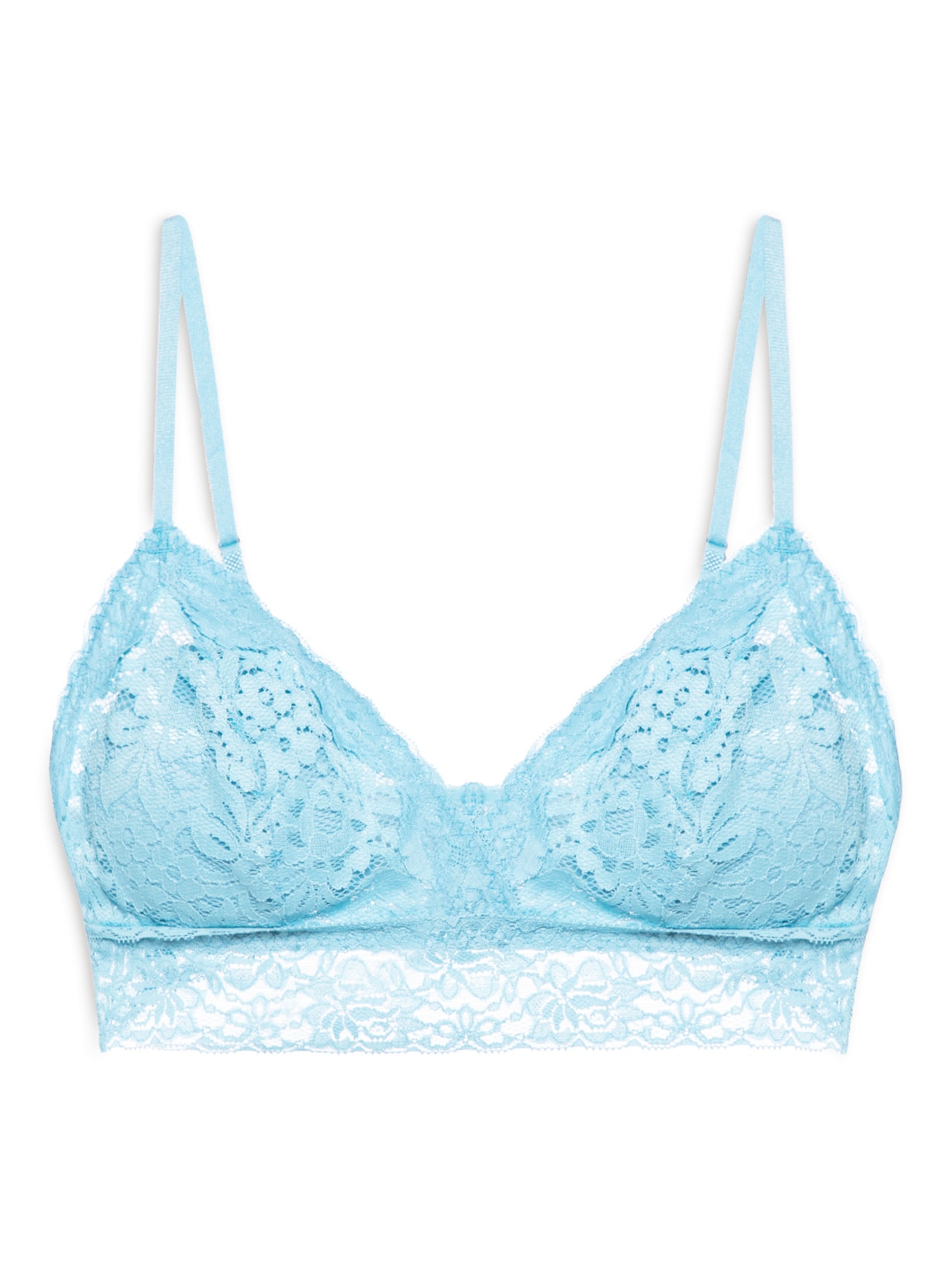 Sutiã Top Triângulo Com Bojo Removível Em Renda - Azul