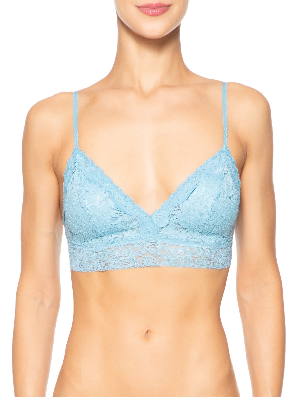 Sutiã Top Triângulo Com Bojo Removível Em Renda Azul Hope