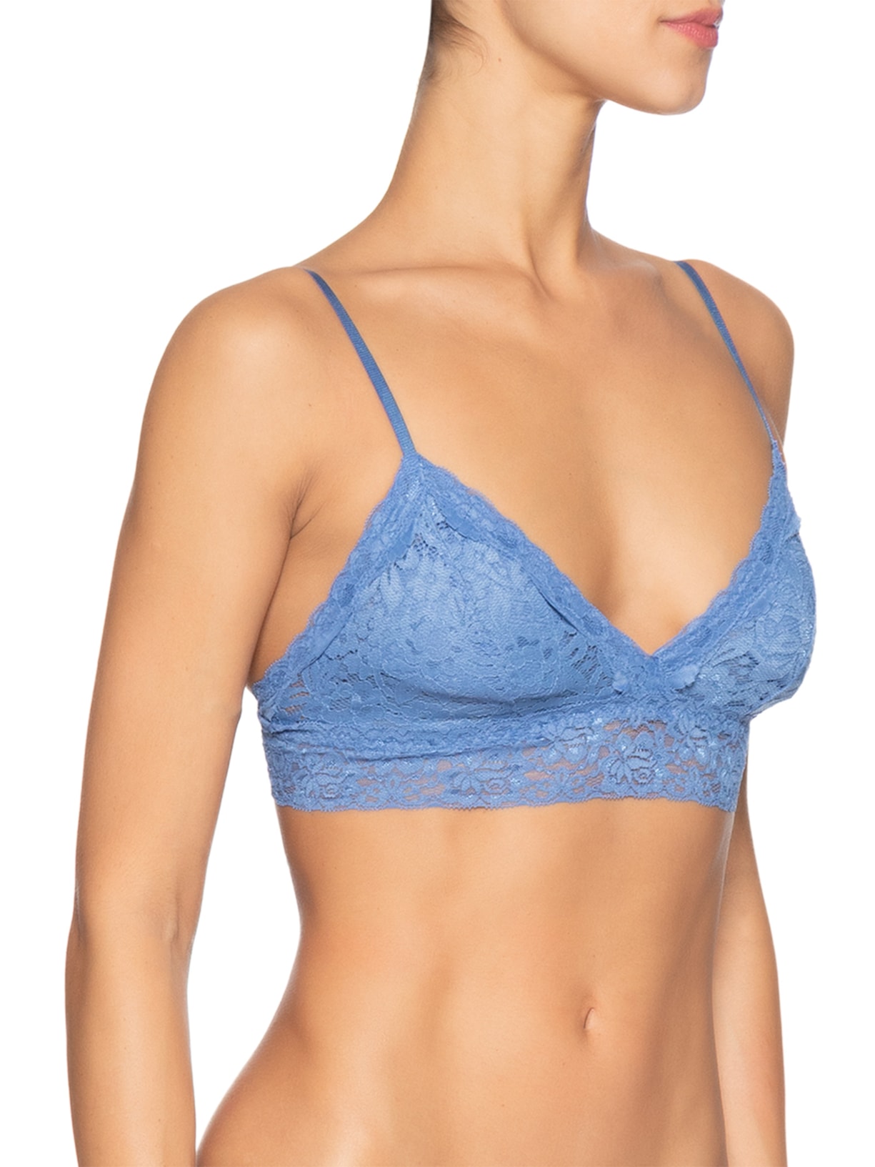 Sutiã Top Triângulo Com Bojo Removível Em Renda Azul Hope