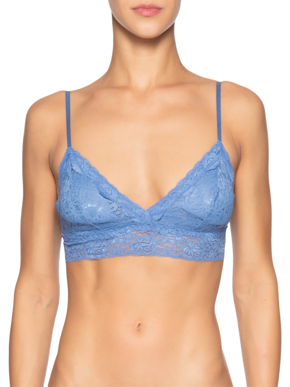 Sutiã Top Triângulo Com Bojo Removível Em Renda Azul Hope