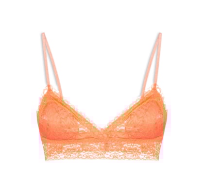 Sutiã Top Triângulo com Bojo Removível em Renda - Laranja