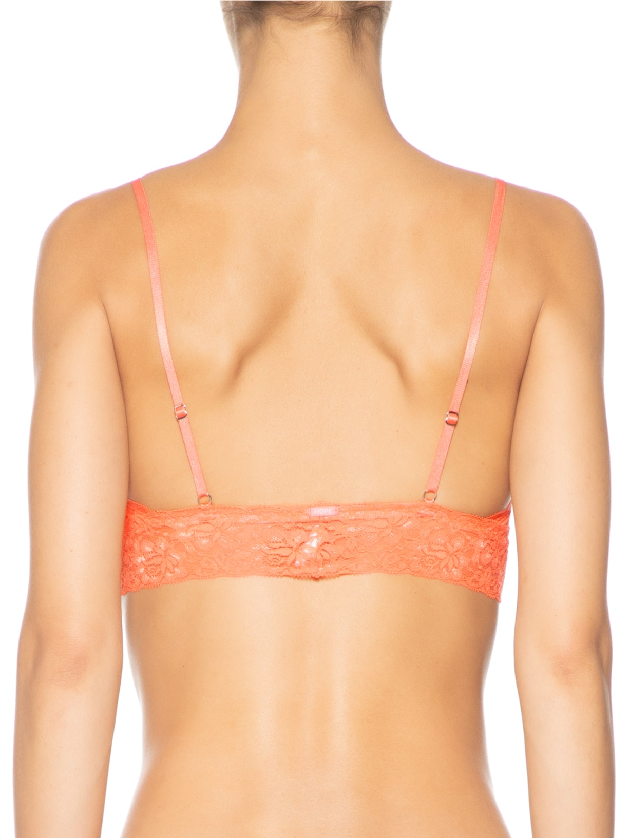 Sutiã Top Triângulo com Bojo Removível em Renda Laranja Hope