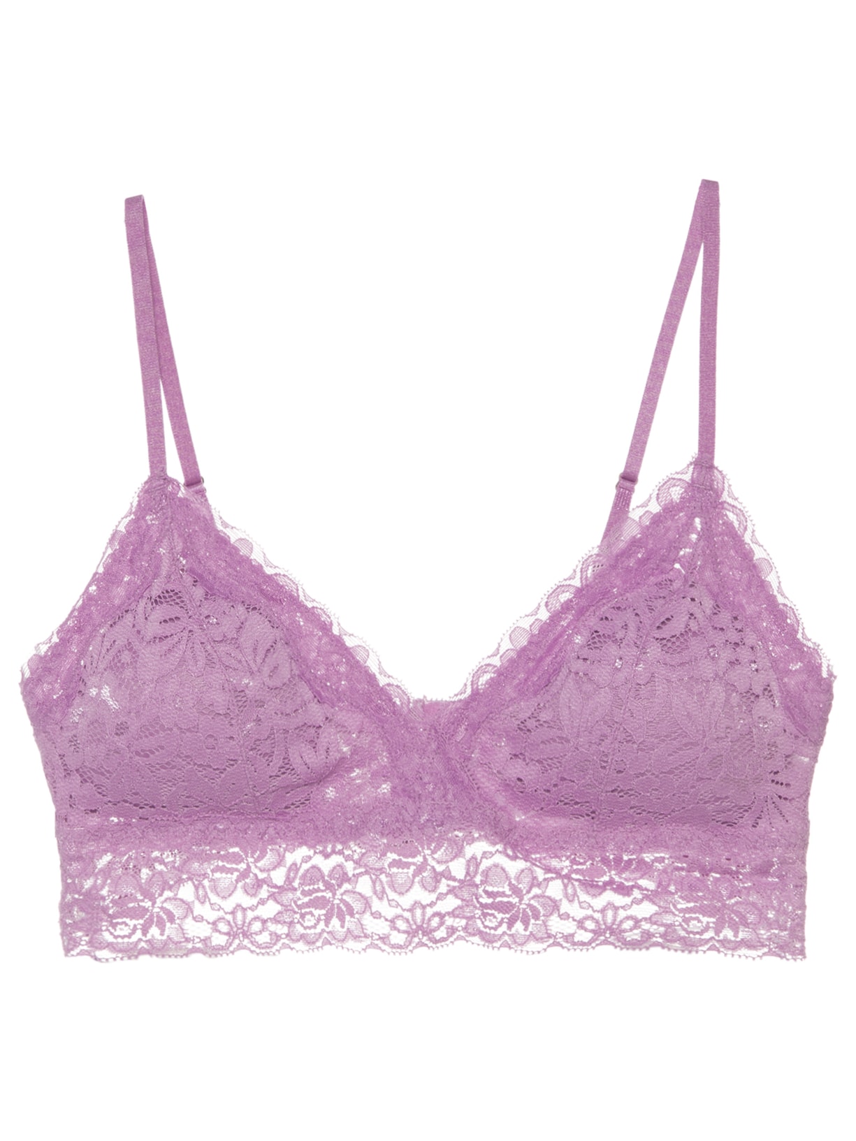 Sutiã Top Triângulo Com Bojo Removível Em Renda - Lilás
